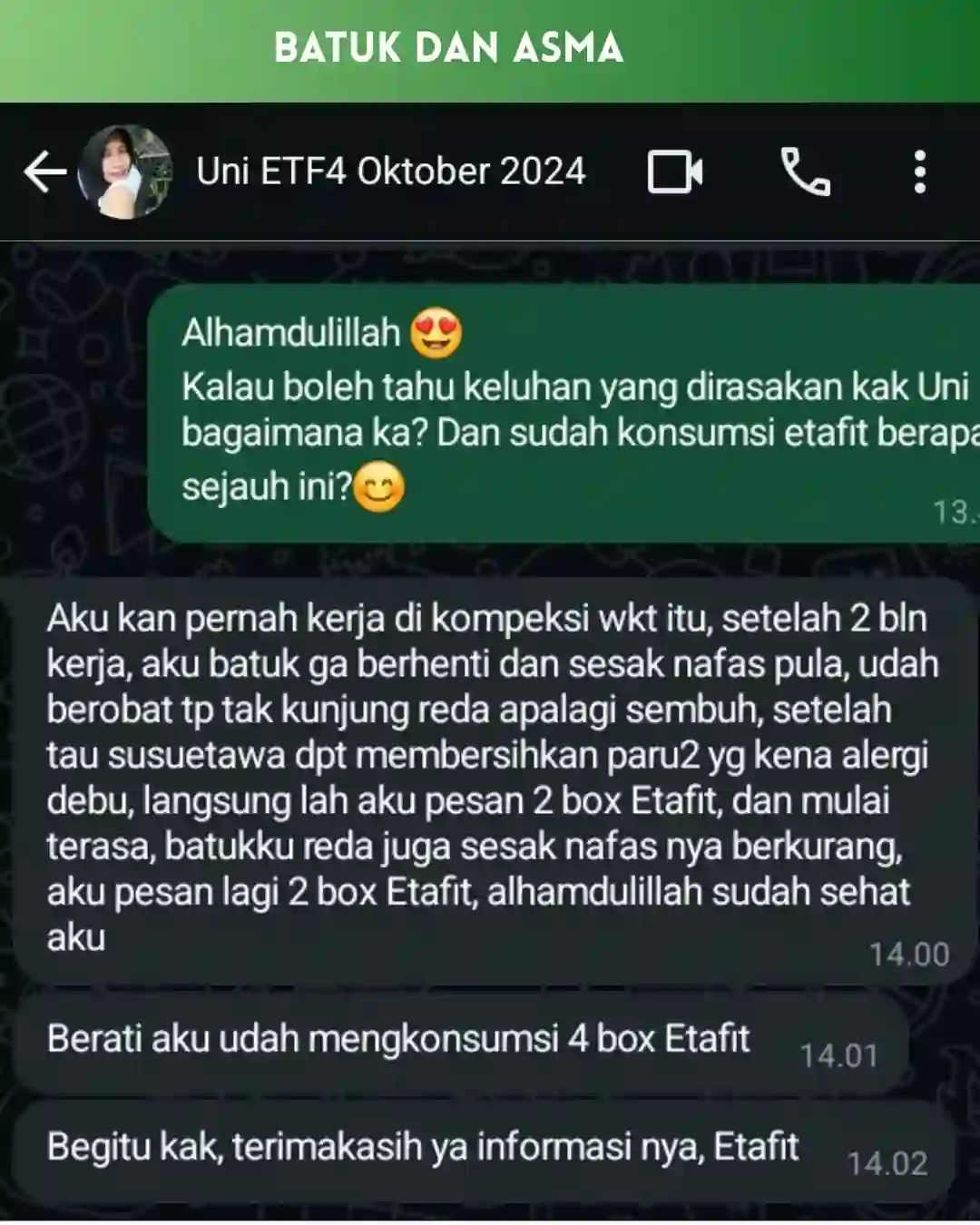 Testimoni pelanggan Etafit 6